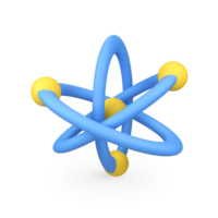 Atom Molecules isolated 3d render icon illustration png
