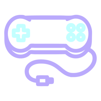 console game controller symbol icon in bright neon color on transparent background png