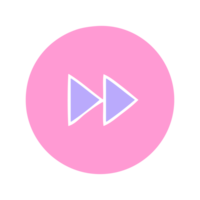 flat symbol of a fast forward button icon in bright neon color on transparent background png