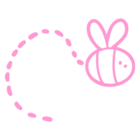 cartoon bee flying icon in bright neon color on transparent background png