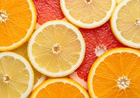 Macro of Sliced Citrus Fruit with Bright Texture photo