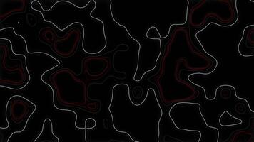 modern abstrakt Topographie mit schwarz rot und Weiß Linien glatt 4k Schleife Animation zum Digital Hintergründe Daten Kartierung oder Technik Designs video