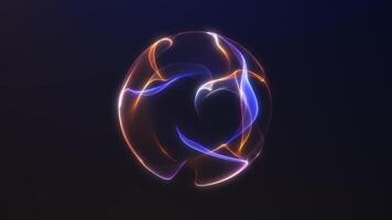 raggiante astratto sfera con liscio arancia e blu pendenza energia senza soluzione di continuità 4k ciclo continuo animazione Perfetto per sci fi Tech movimento design e moderno digitale sfondi video