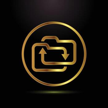 Golden Synchronization Icon Embodied within Circular Frame Depicting Transfer Process and Data Exchange vector