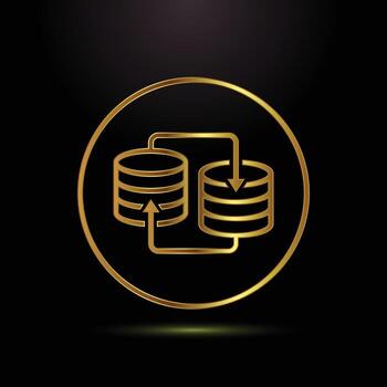 Golden Data Replication Symbol for Secure Cloud Backup and Database Management Systems vector