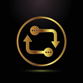 Golden Arrows Forming a Circular Loop, Symbolizing Iteration, Recursion, or Synchronization in a Stylish Design vector