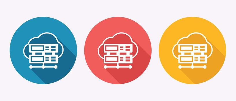 nube informática servidores en azul rojo y amarillo óvalos con oscuridad vector