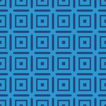 Seamless blue geometric square pattern with layered concentric squares. Modern abstract background for digital design, wallpaper, textiles, or branding. vector