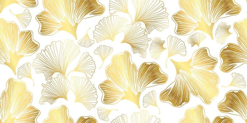 Gold flower line art background. Floral plant leaf golden frame design. Spring vintage bouquet luxury pattern. Nature summer card