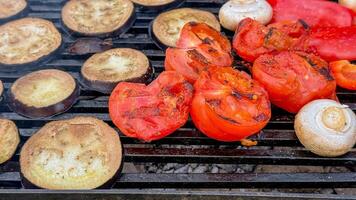 Smoky vegetables sizzle on a rustic grill, evoking Midsummer feasts and Diwalis vibrant celebration of flavors photo