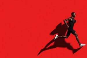 A man running on a red background photo