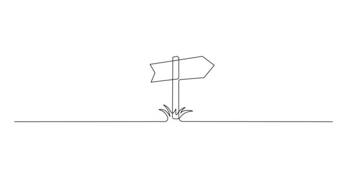 Road Direction in Continuous Line Art. Minimalist Pathway and Navigation Symbol Illustration vector