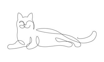 Continuous Line Drawing of a Cat. Minimalist One Line Pet Animal Illustration vector