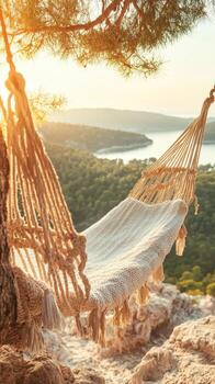 Hammock hanging in peaceful nature photo