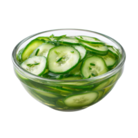 Fresh Cucumber Slices in Bowls with Vinegar and Herbs Marinade png