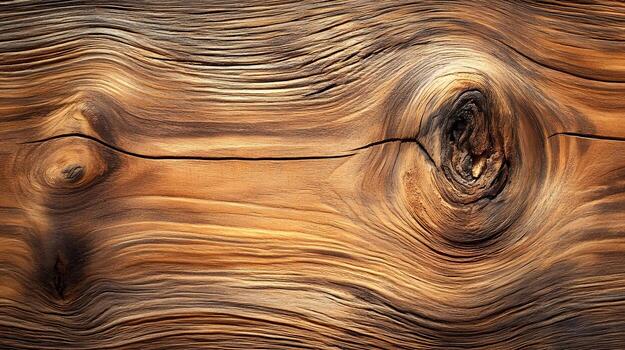 Old textured wood displays swirling patterns and knots creating a visually appealing rustic background. photo