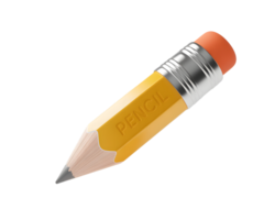 Realistic 3D Render of a Yellow Pencil with Eraser and Graphite Tip on transparent background Detailed rendering png
