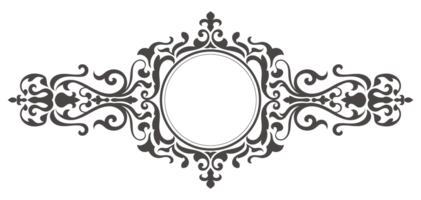 Vintage circle, decorative frame with scroll lines for wedding card, png