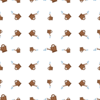 seamless pattern with wood plant waterer png