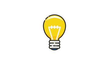 Money icon animation a yellow light bulb with a white filament illuminates ideas.looping video