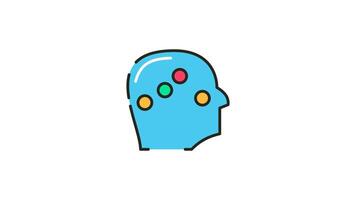 Ai technology blue head shaped icon with colorful wires represents advanced artificial intelligence connections and innovation. video