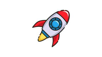 Money icon animation of a rocket with a red nose. video