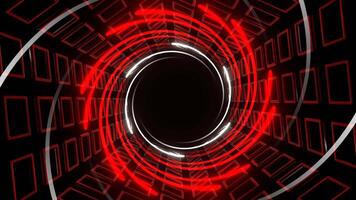 vermelho e branco néon espiral dentro hexagonal túnel fundo vj ciclo dentro 4k video