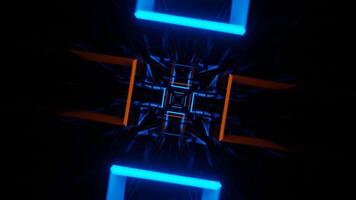 laranja e azul néon piscando espelhado túnel fundo vj ciclo dentro 4k video