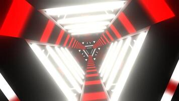 vermelho e branco néon cyber triangular ficção científica túnel fundo vj ciclo dentro 4k video