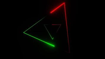 movimento através vermelho e verde néon triângulos fundo vj ciclo dentro 4k video