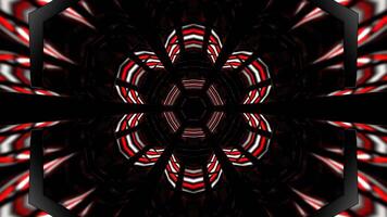 röd och vit hexagonal neon speglad tunnel bakgrund vj slinga i 4k video