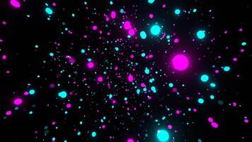 rosa och cyan kaotisk partikel rörelse bakgrund vj slinga i 4k video