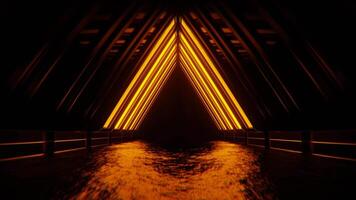 laranja e branco néon comovente triangular arco túnel fundo vj ciclo dentro 4k video