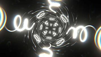 branco néon espirais marcha ré túnel fundo vj ciclo dentro 4k video