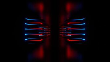 vermelho e azul néon comovente para topo dentro corredor fundo vj ciclo dentro 4k video