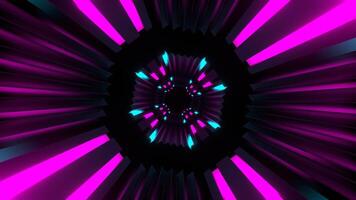 rosa och cyan neoner omvänd rörelse tunnel bakgrund vj slinga i 4k video