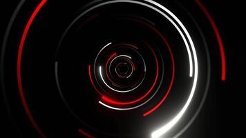 Red and White Neon Circles in Mirror Tunnel Background VJ Loop in 4K video