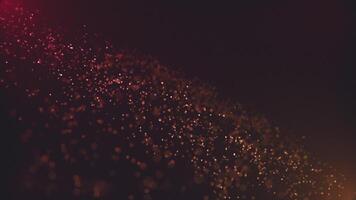 caldo raggiante particella onda sfondo con scintillante bokeh luci e brillante particelle nel fluido movimento. Questo magico sognante sfondo animazione è pieno HD e un' senza soluzione di continuità ciclo continuo. video