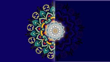 Dynamic Glowing Mandalas A Meditative Journey Through Intricate Teal and Gold Patterns, Abstract Geometric Mandala with Divided Color Palette Balance Unity,Modern Mandala Design on Split Background video