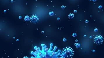 3D Animation of Blue Coronavirus Viral Particles Floating in a Dark Microscopic Environment, Representing Disease Spread and Infection,Global Pandemic Threat Abstract Viral Cells Illustratio,Abstract video