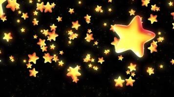 Abstract Space PatternBlack Background with Yellow Star Shapes,Golden Glowing Stars Falling and Twinkling on a Dark Night Sky Background Loop,Twinkling Night Sky Black Backdrop with Scattered Gold video
