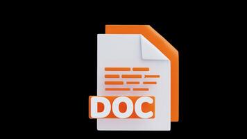 3d animação do doc Arquivo 3d ícone. Arquivo formato conceito video