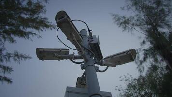 Surveillance Cameras Actively Observing the Scene at Dusk for Better and Enhanced Security Measures video