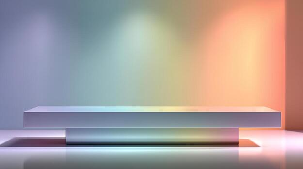 Abstract 3D Podium Display with Soft Lighting and Gradient Background photo