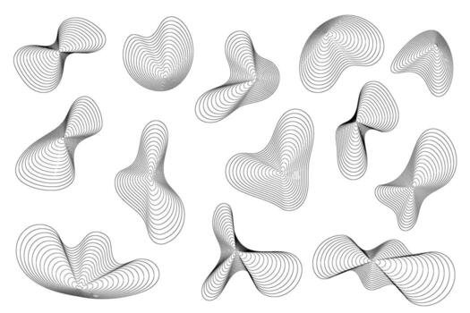 topográfico orgánico formas con resumen circular ondulado modelo. concéntrico onda sonido gráfico en blanco antecedentes. contorno fluido cuadrícula de dinámica legumbres. contorno contorno ilustración vector