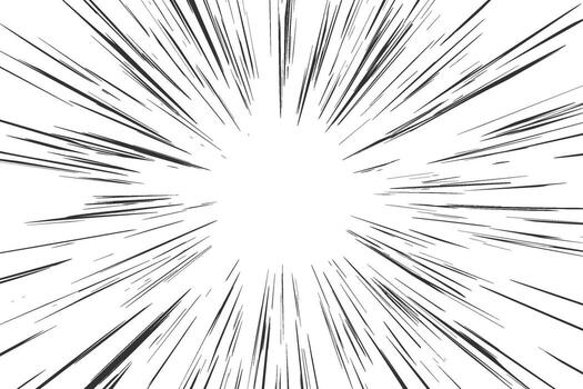 Comic speed lines background with radial burst effect. Cartoon anime action rays motion. Perspective zoom explosion with splashes. abstract graphic vector
