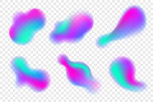 Abstract blurred gradient shapes on white background. Blue and pink fluid soft elements. Liquid aura gradation blobs and splashes. Organic futuristic neon figures. vector