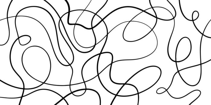 Abstract Black Scribble Line Pattern on White Background. vector