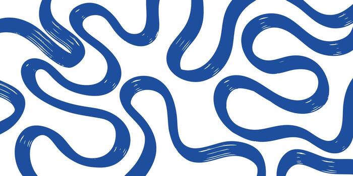 Blue Wavy Lines Abstract Pattern on White Background. vector