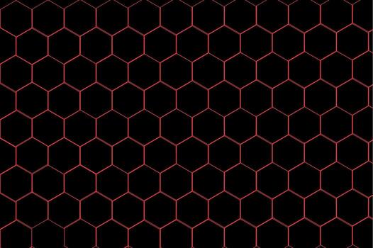A black and red hexagonal grid pattern vector
